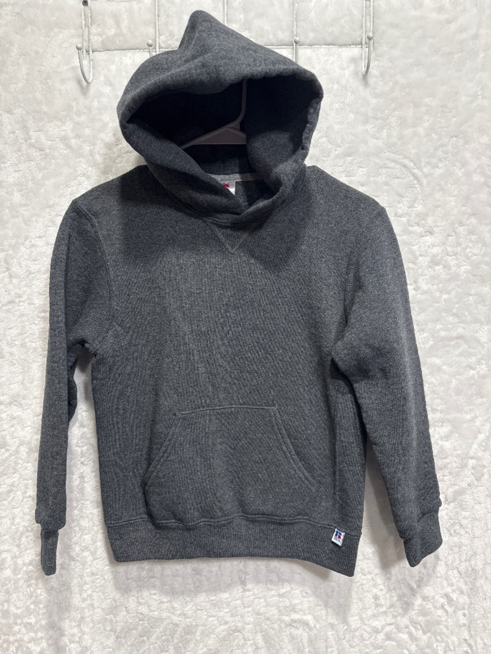 Russell Athletic Hoodie Sweatshirt dark charcoal gray pullover hoodie Youth M
